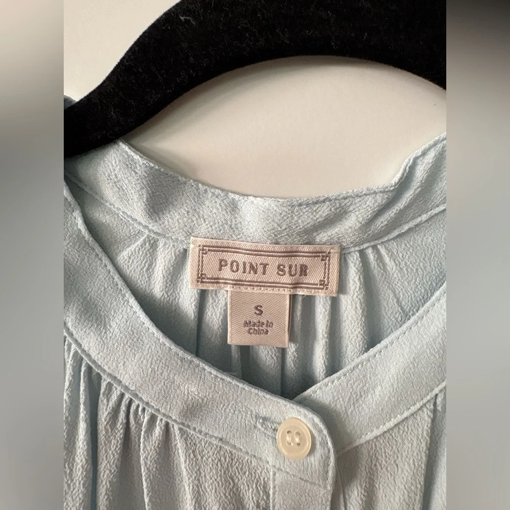 Jcrew Point Sur Short Sleeve Drapey Crepe Popover Blouse, NWT, Size Small - Picture 3 of 5